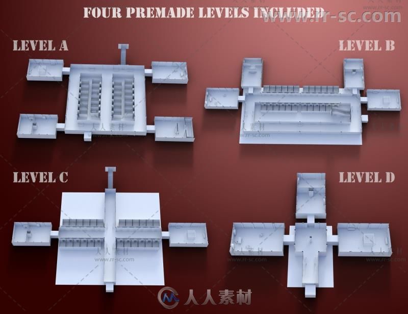 恐怖神秘完整的地下室场景环境3D模型合辑