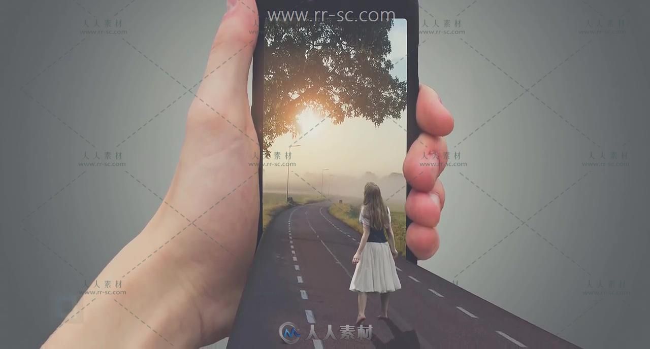 Photoshop创意手机公路元素海报合成视频教程