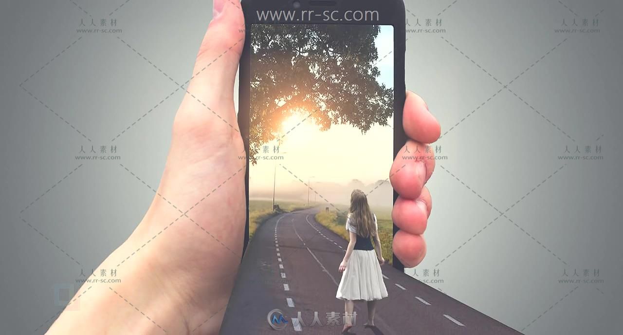 Photoshop创意手机公路元素海报合成视频教程