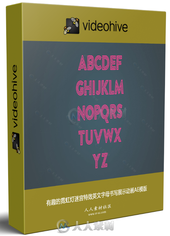 有趣的霓虹灯迷宫特效英文字母书写展示动画AE模版Labyrinth Animated Font 18...