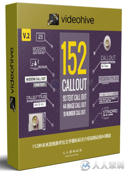 152种未来派线条呼出文字图标标注介绍说明动画AE模版 Videohive 152 Call-Out Tit...