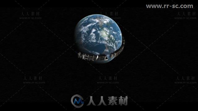 影视3D文字环绕地球优雅闪亮的金属标志展示Logo演绎AE模板 Videohive Earth Worl...