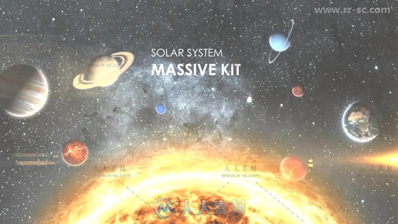 美丽梦幻神秘的宇宙银河系行星展示AE模版 Videohive Solar System Massive K...