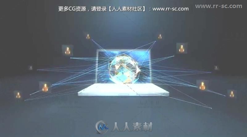 未来科技感网络地球展示标志AE模板 Videohive Network Earth 12844410