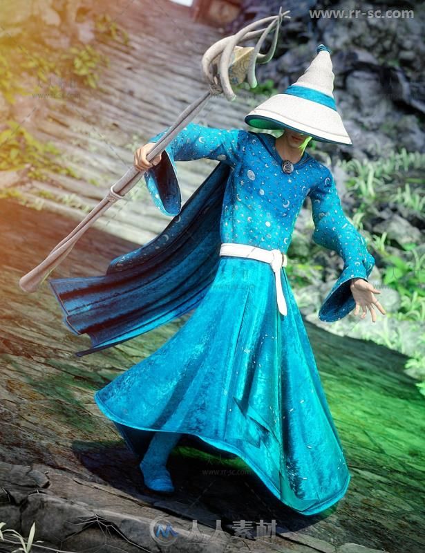 华丽和普通的魔法巫师术士服装3D模型合辑