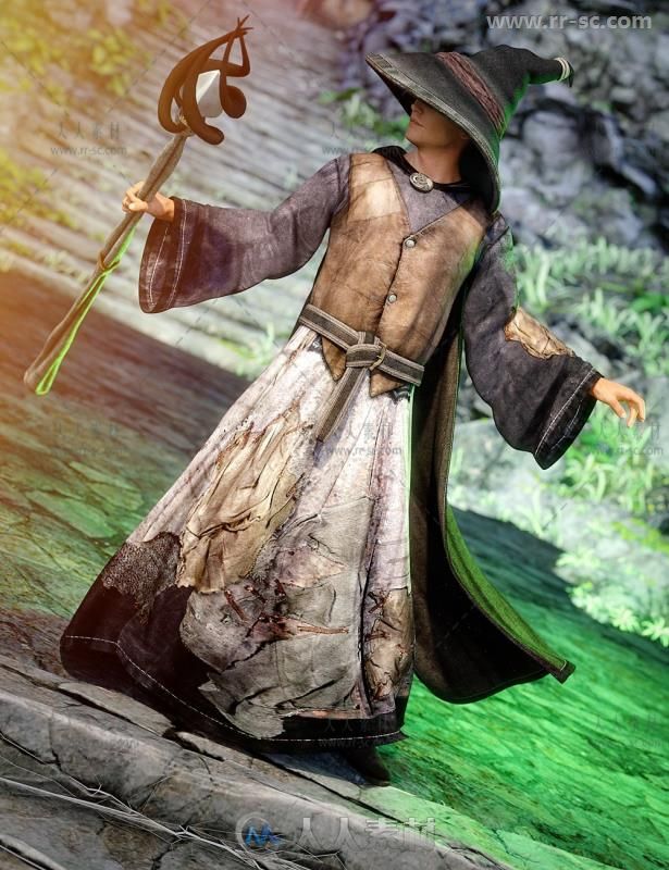 华丽和普通的魔法巫师术士服装3D模型合辑