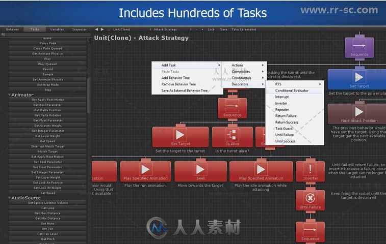 直观的可视化行为树脚本编辑器扩充Unity素材资源
