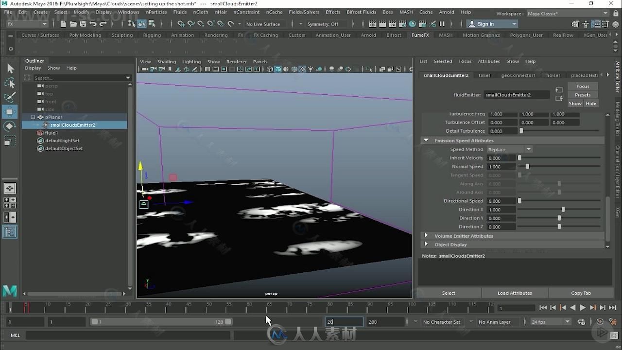 Maya中Dynamics逼真天空云层制作视频教程