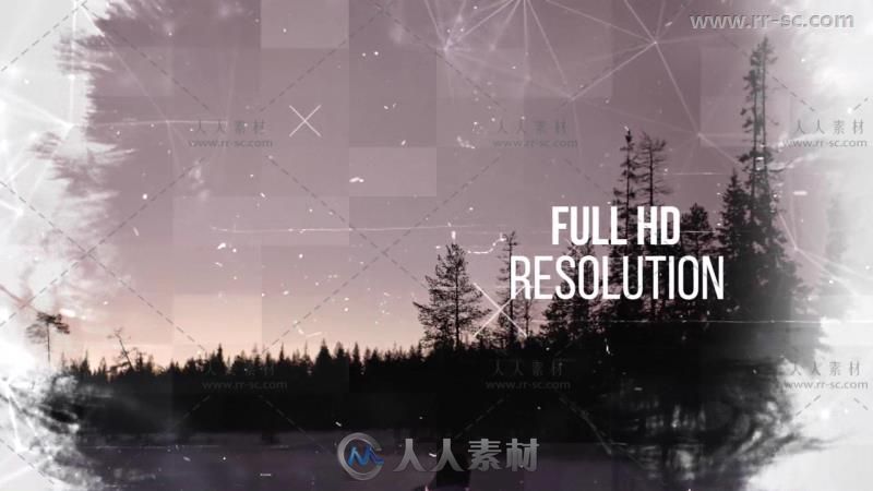 美丽独特水墨晕开照片展示幻灯片相册动画AE模板 Videohive Ink Slideshow 19740122