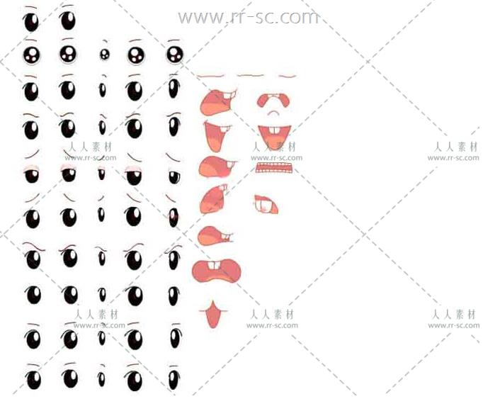 卡通人物正面侧面动作表情动画矢量素材