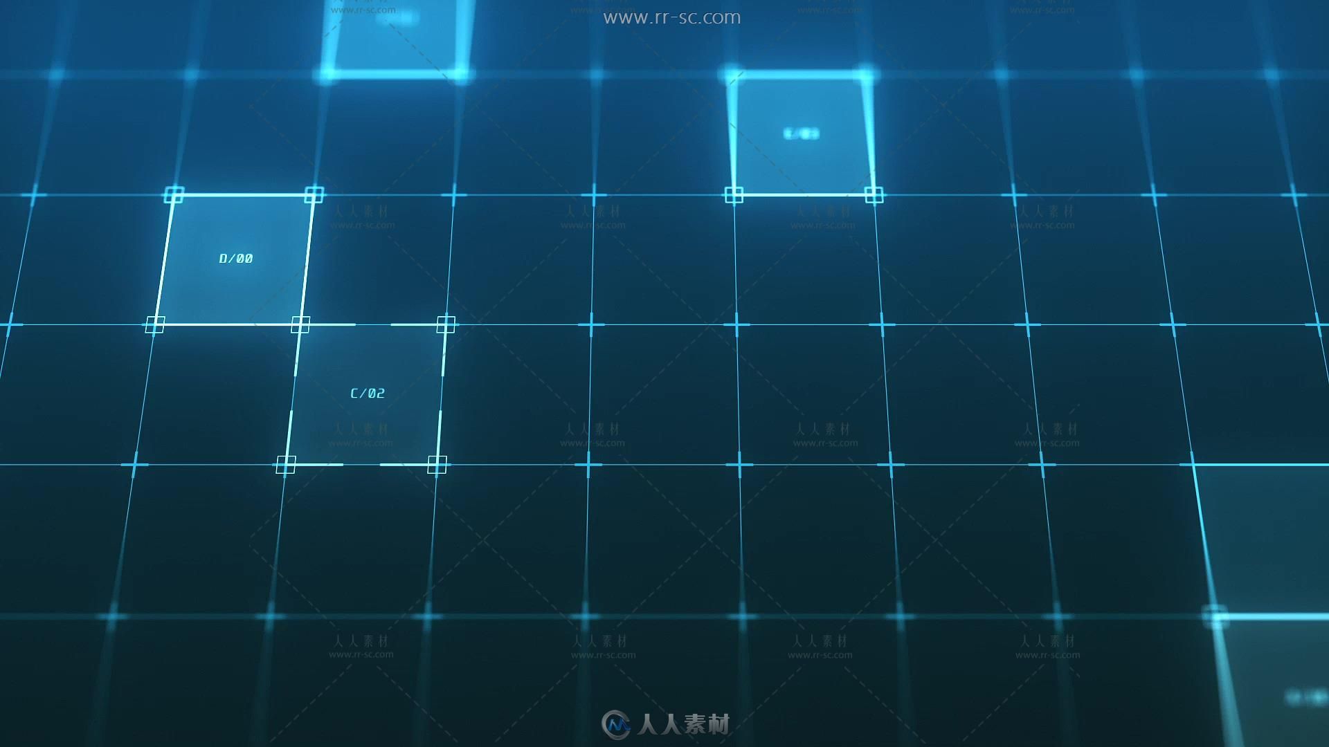 36组方格数据三维全息模块背景视频素材