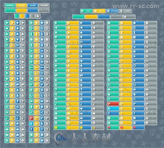 完整的极简主义图形用户界面UI贴图和材质Unity游戏素材资源