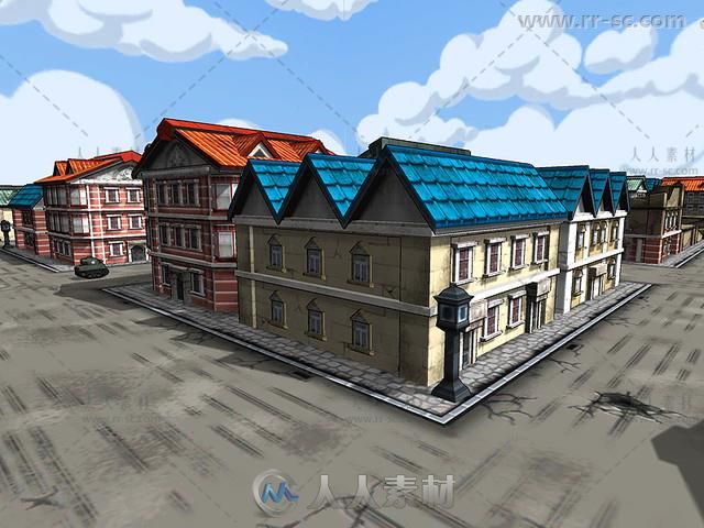 模块化卡通城市环境3D模型Unity游戏素材资源