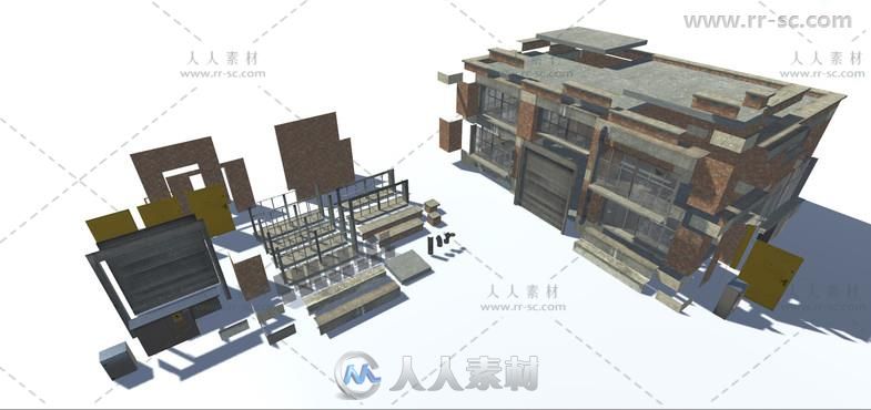 模块化建筑集工业环境3D模型Unity游戏素材资源