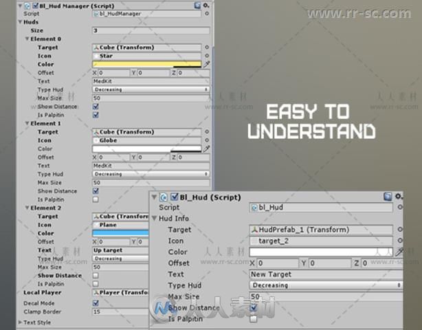 简单功能齐全的导航和指示UI系统GUI脚本Unity游戏素材资源