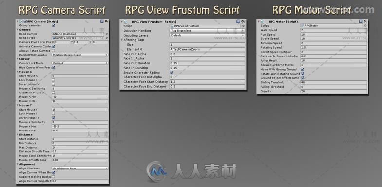 RPG相机和控制器相机脚本Unity游戏素材资源