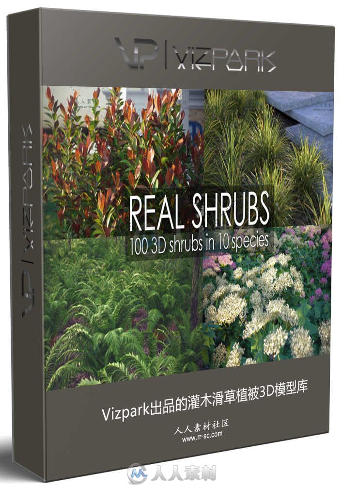 Vizpark出品的灌木滑草植被3D模型库