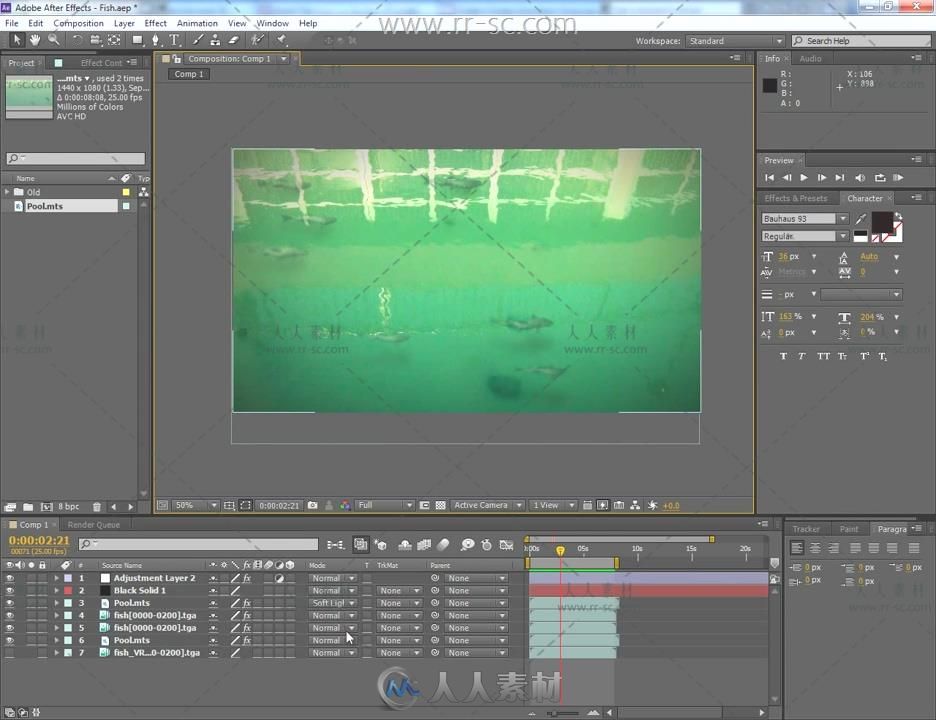 AE合成游泳的鱼视频教程