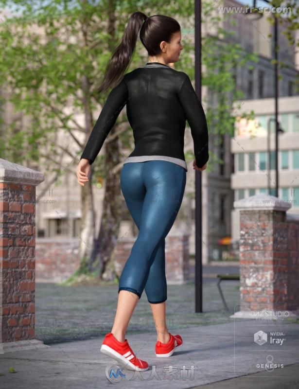 女性时髦舒适的运动服装套装3D模型合辑