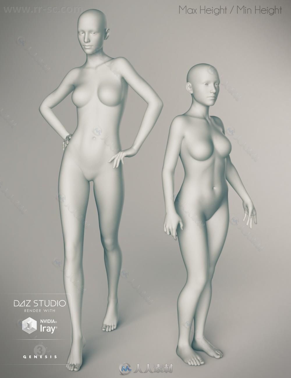 Genesis 3 Female女性身体头部面部等DAZ3D基础模型