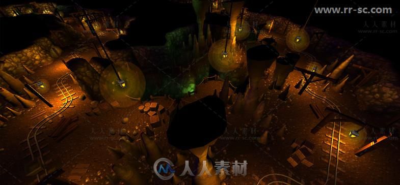 自上而下的地下洞穴环境3D模型Unity游戏素材资源
