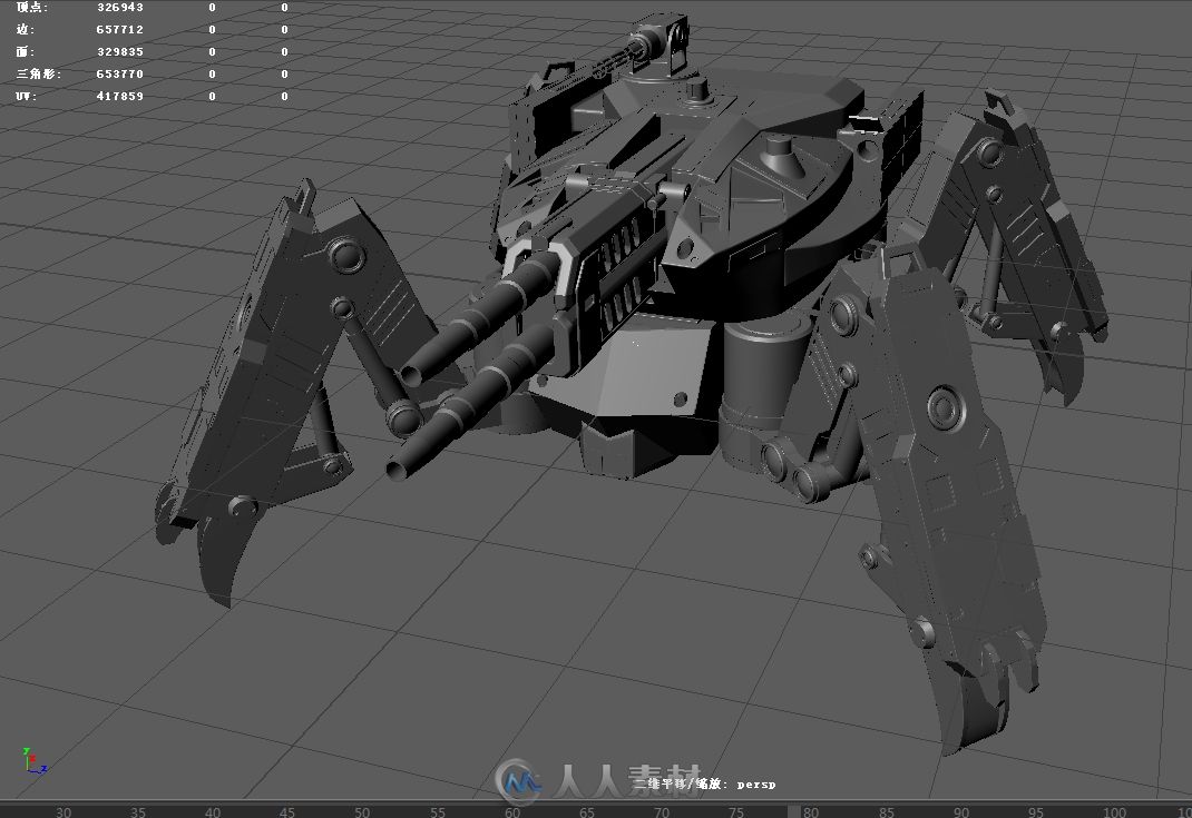 自己做的机甲高炮机枪3D模型 应该勉强算是高模了