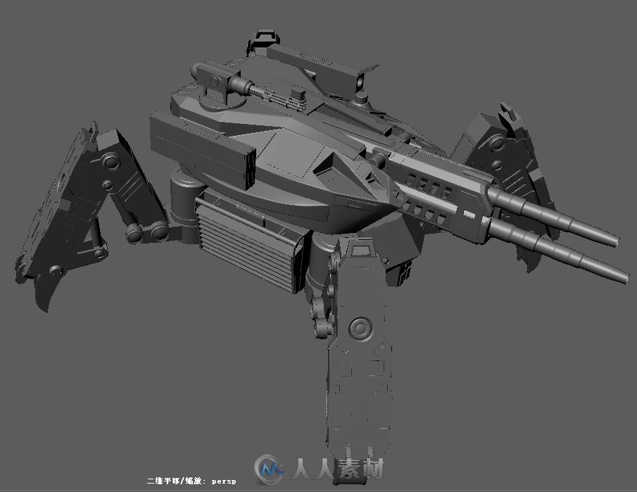 自己做的机甲高炮机枪3D模型 应该勉强算是高模了