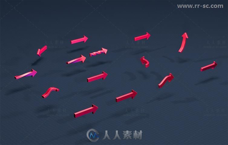 14个箭头动画集合道具3D模型Unity游戏素材资源