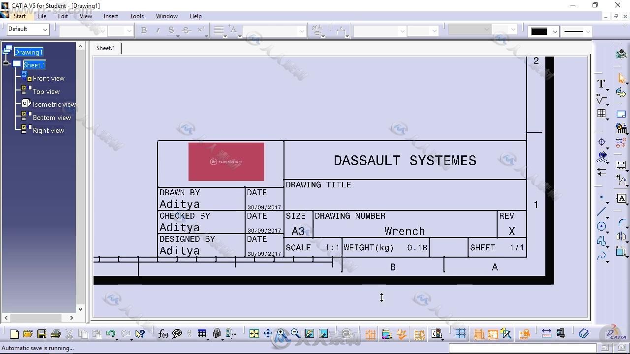 CATIA V5图纸草图绘制技术视频教程