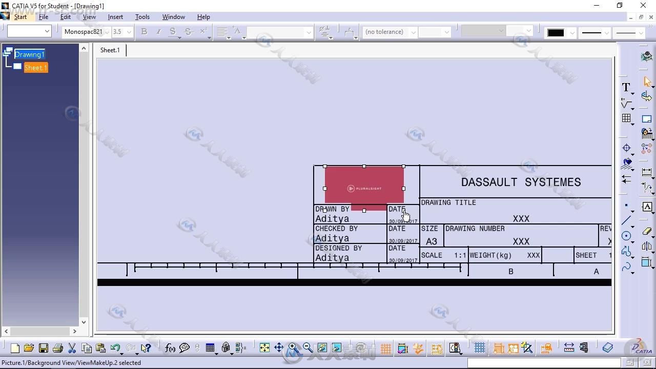 CATIA V5图纸草图绘制技术视频教程