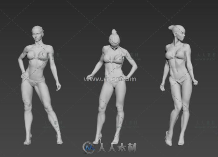 9组健美女性完整人体3D模型合辑