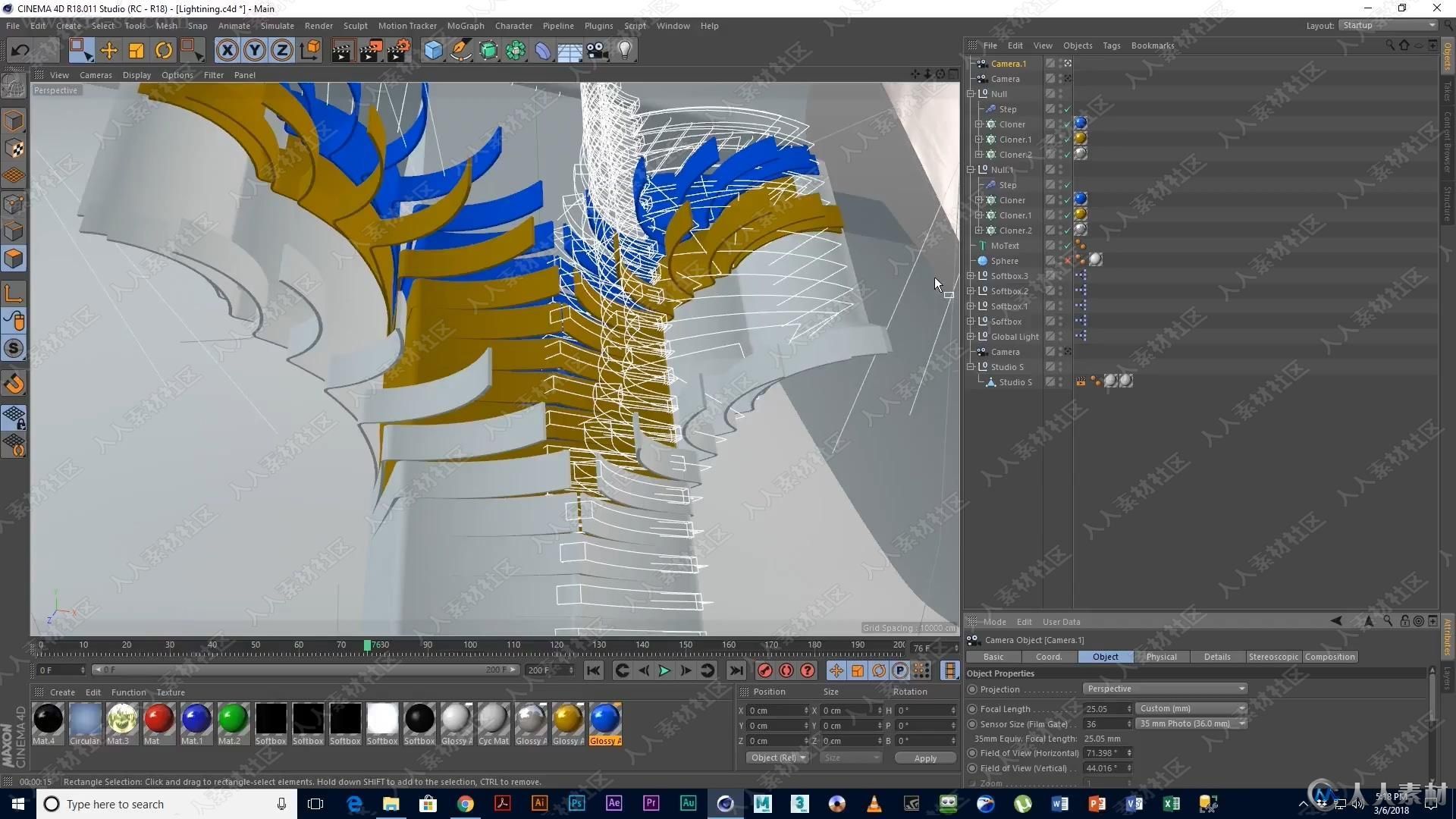 C4D文本样条线变形动画视频教程