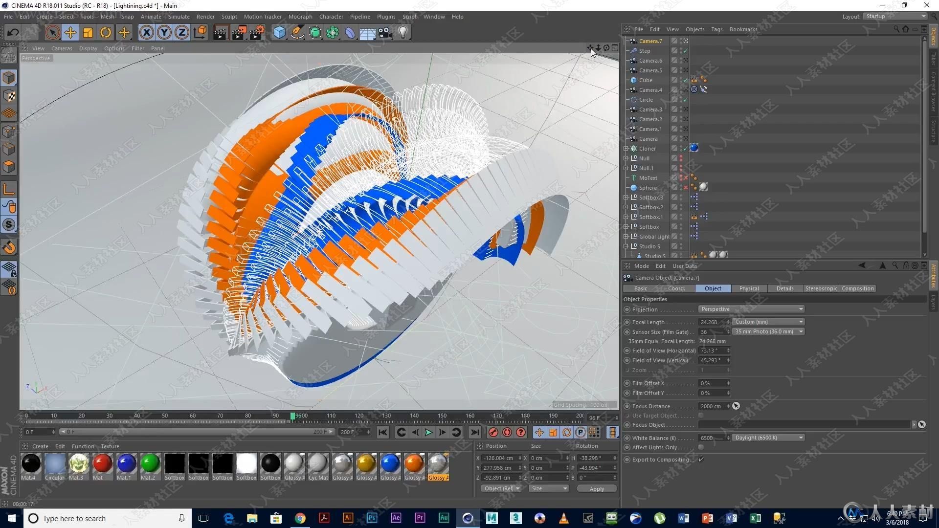 C4D文本样条线变形动画视频教程