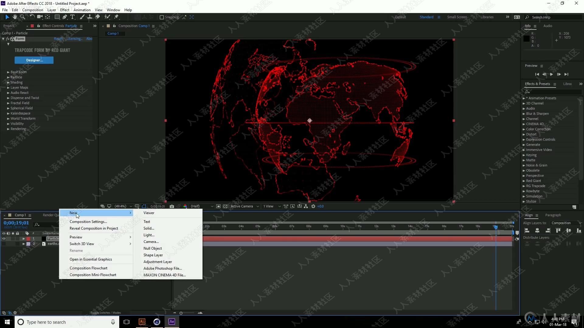 AE粒子地球特效动画实例制作视频教程