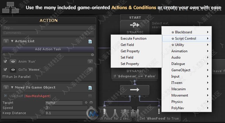 AI行为和逻辑可视化脚本工具Unity游戏素材资源