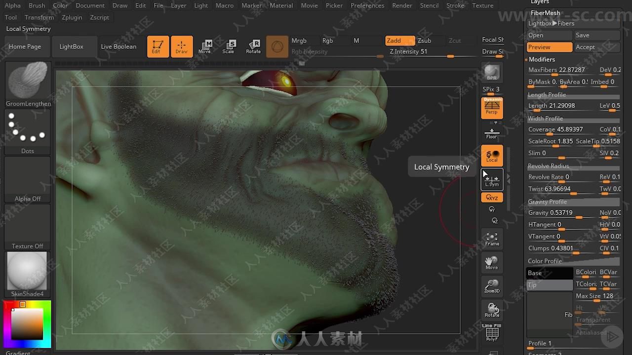 Zbrush中FiberMesh制作头发核心技术视频教程