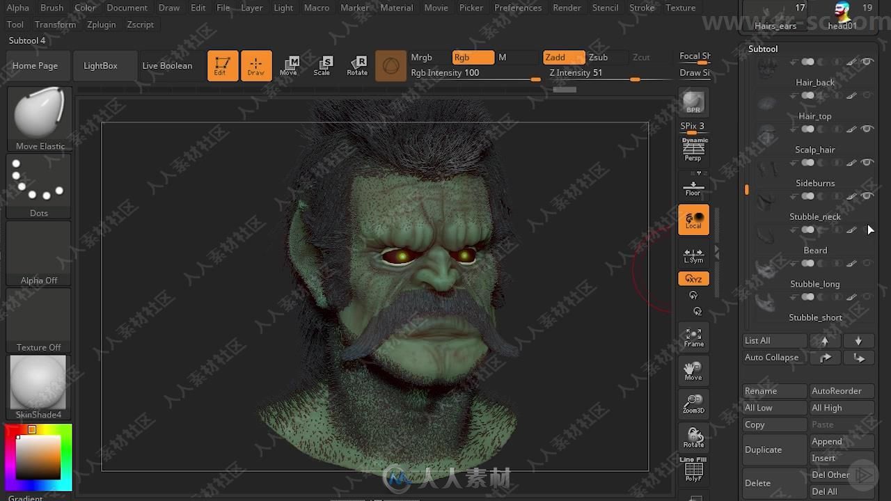 Zbrush中FiberMesh制作头发核心技术视频教程