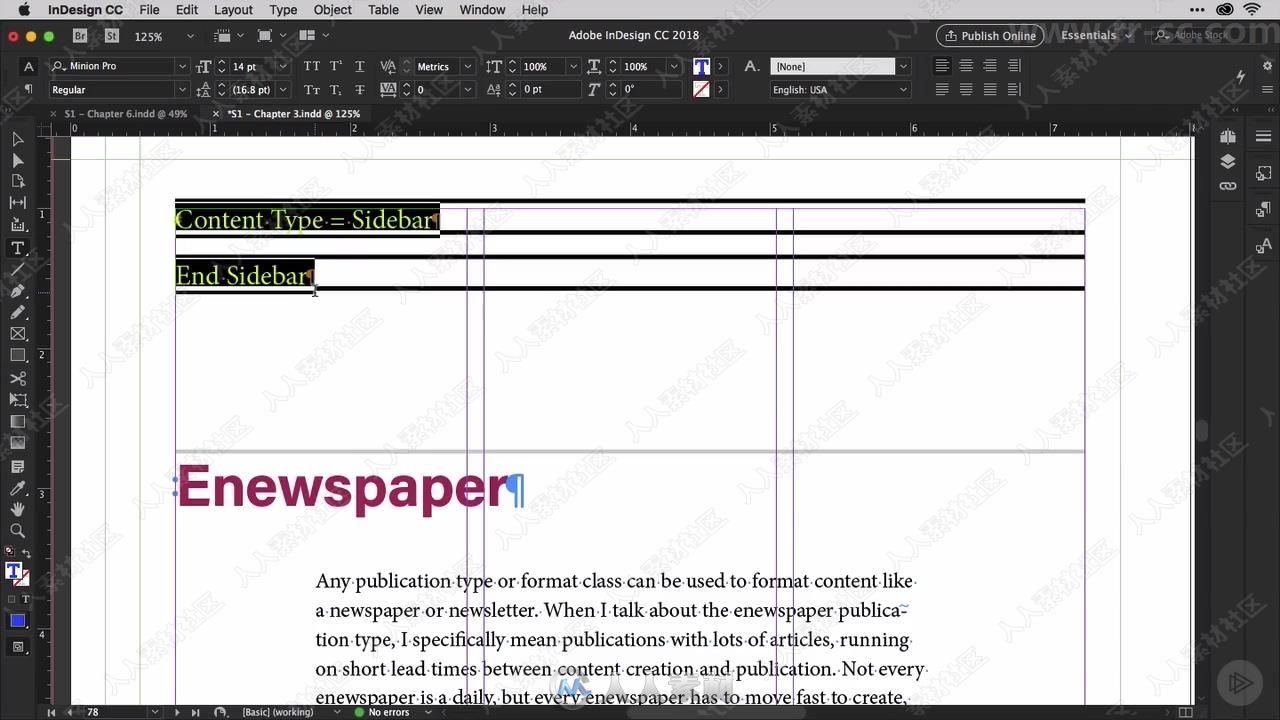 InDesign CC文档开发高效协作技术视频教程