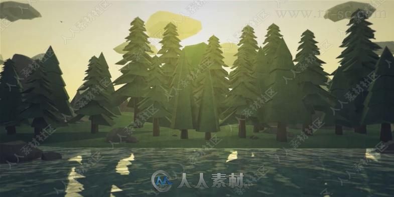 卡通几何艺术风格环境场景3D模型Unity游戏素材资源