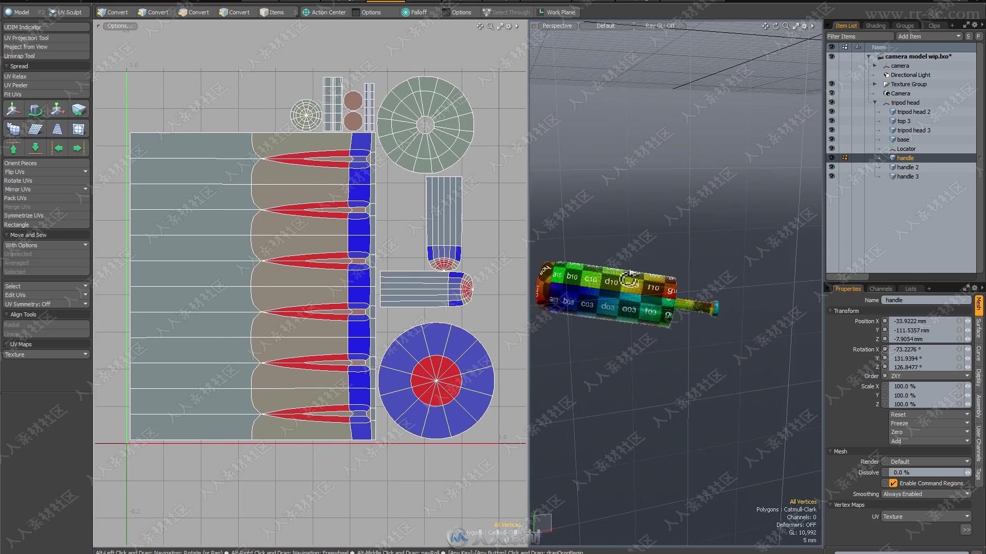 Modo产品硬表面UV映射技术训练视频教程