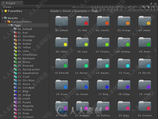 多彩项目浏览器文件夹工具Unity游戏素材资源