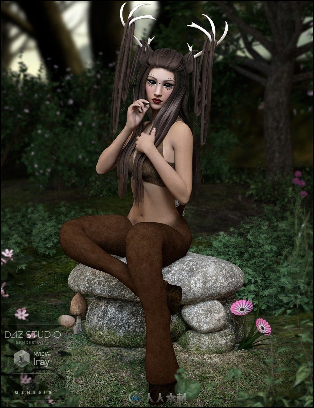 Daz 3D高清女性模型(森林女鹿精灵) for Genesis 3