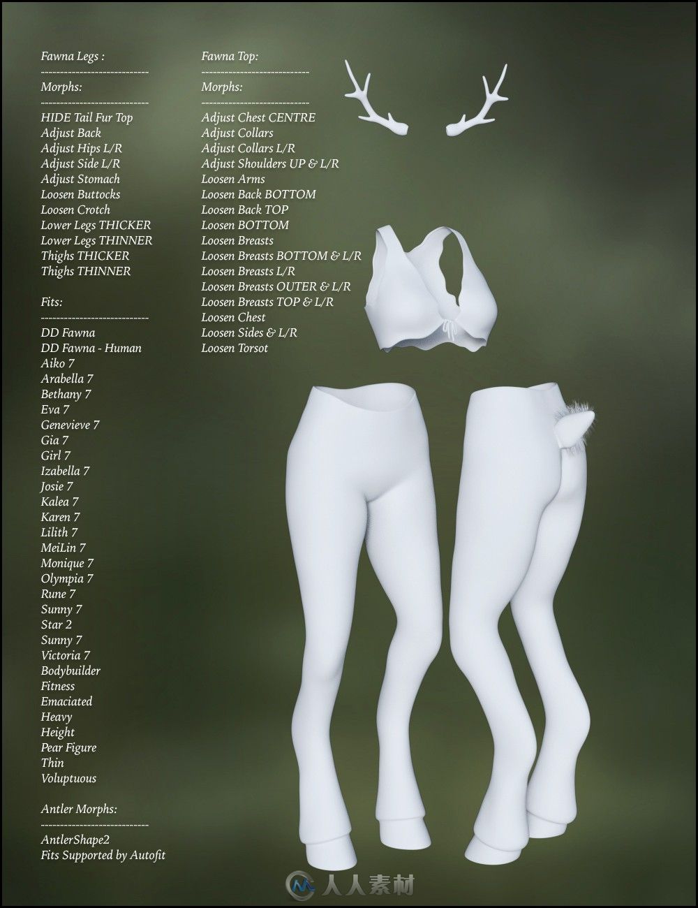 Daz 3D高清女性模型(森林女鹿精灵) for Genesis 3