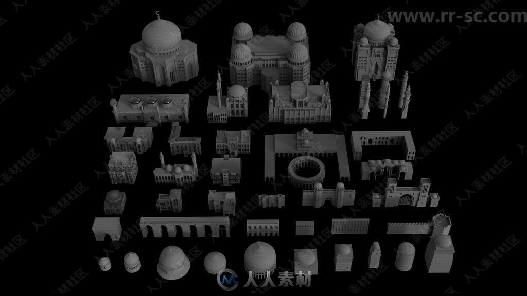 中东特色标志建筑清真寺古墓宫殿等3D模型合集