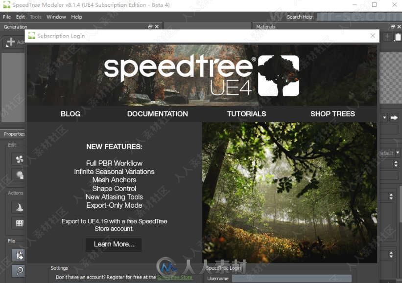 SpeedTree树木植物UE4游戏引擎插件V8.1.4B4版