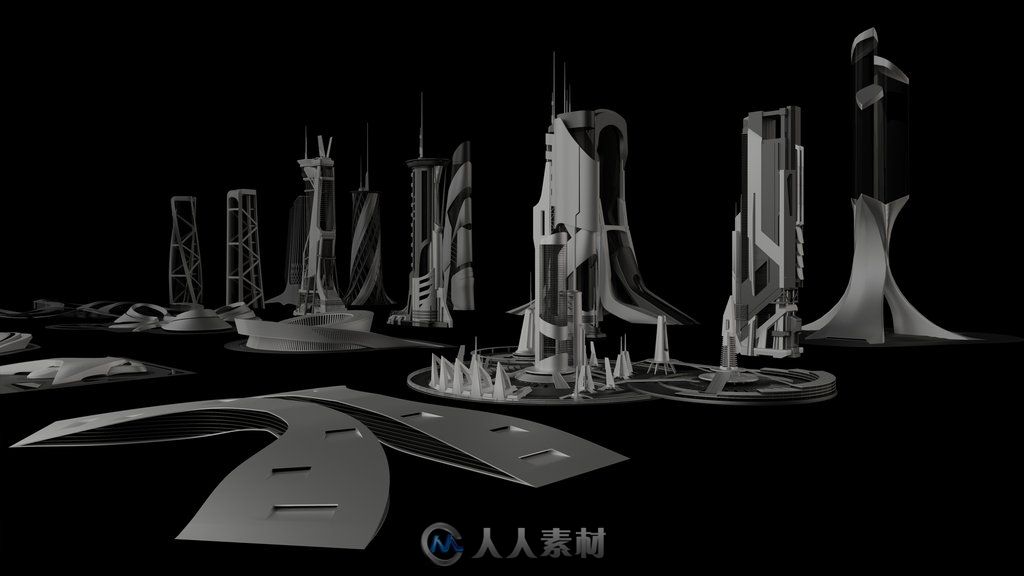 超现实文明几何艺术建筑场景3D模型合集