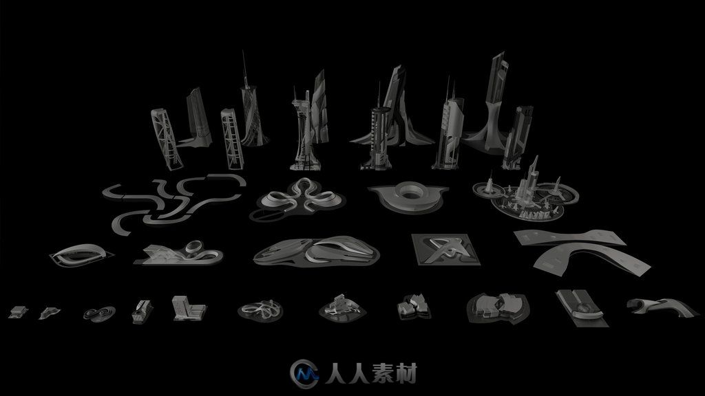 超现实文明几何艺术建筑场景3D模型合集