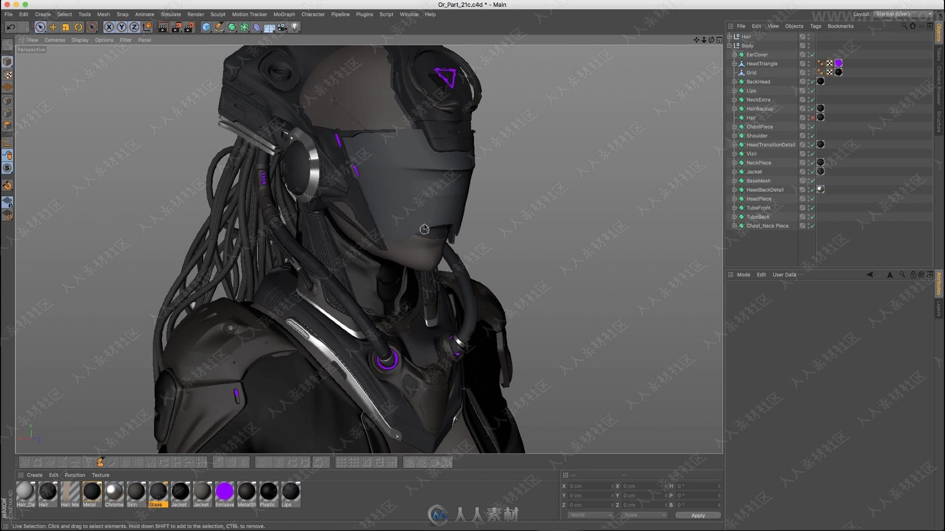 C4D与Arnold次世代超精细科幻机甲角色制作视频教程