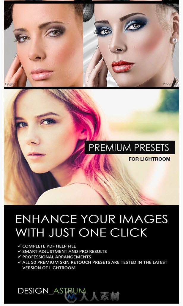 超先进皮肤美容修饰特效Lightroom预设 Graphicriver 50 Most Advanced Skin Retouc...