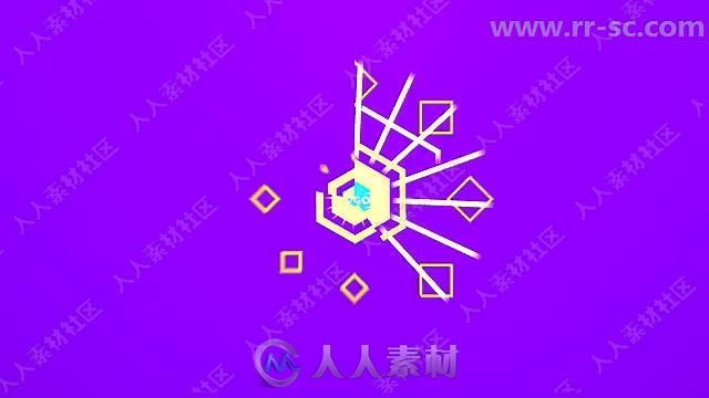 色彩鲜艳创意几何图形标题动画AE模板